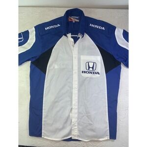 Honda Racing Speedgear Mens Mechanic Shirt Blue White Short Sleeve Embroidered M